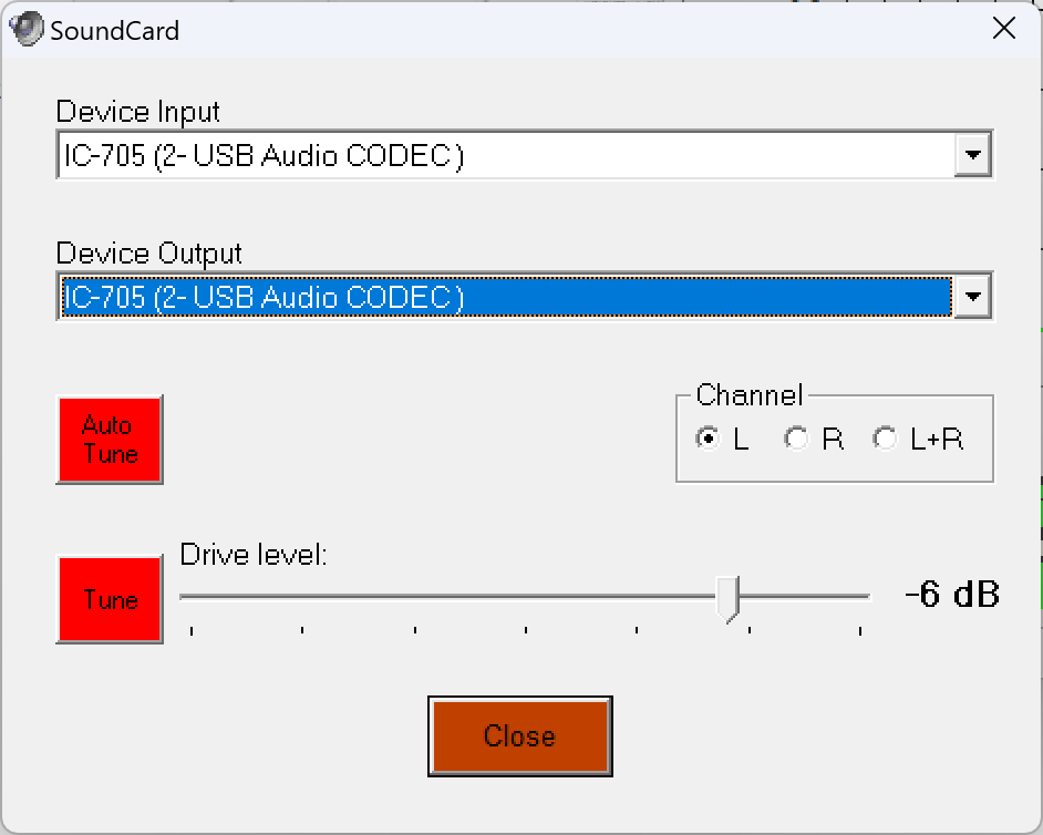 Vara FM “Soundcard” settings