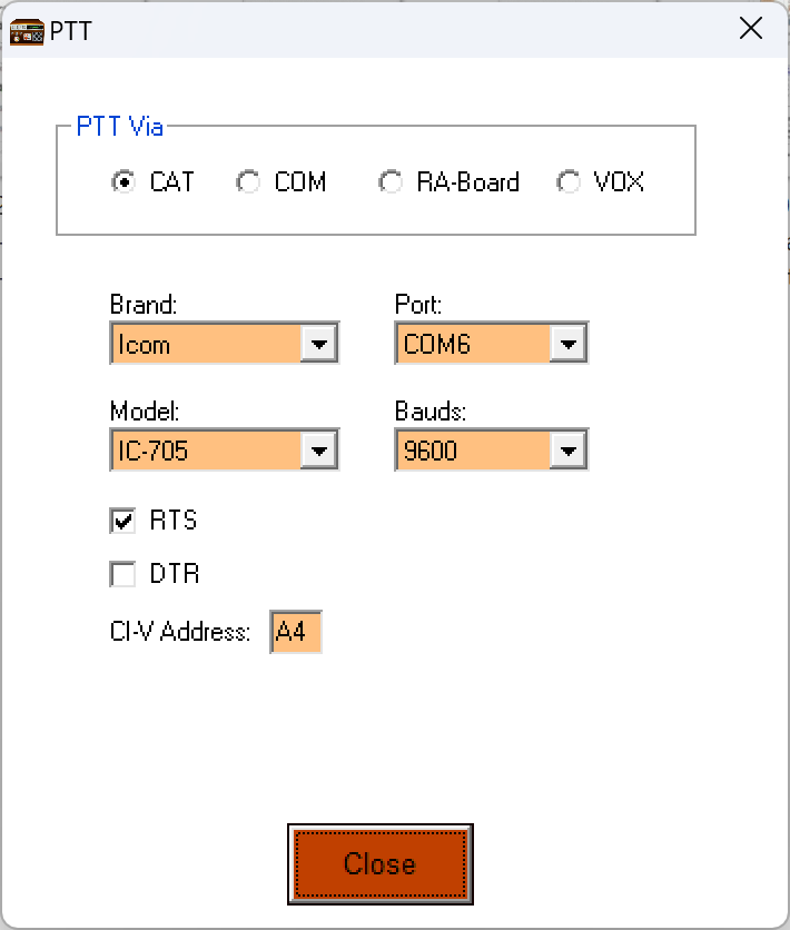 Vara FM “PTT” settings